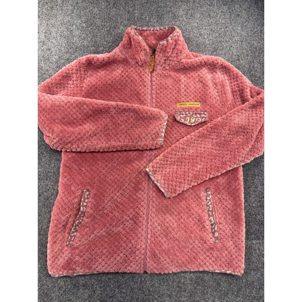 Simply Southern Womens Pink High Pile Fleece Jacket Full Zip XL